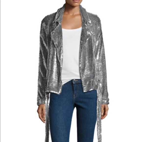 NWT Iro silver sequin Oliv jacket motorcycle style - Picture 11 of 12